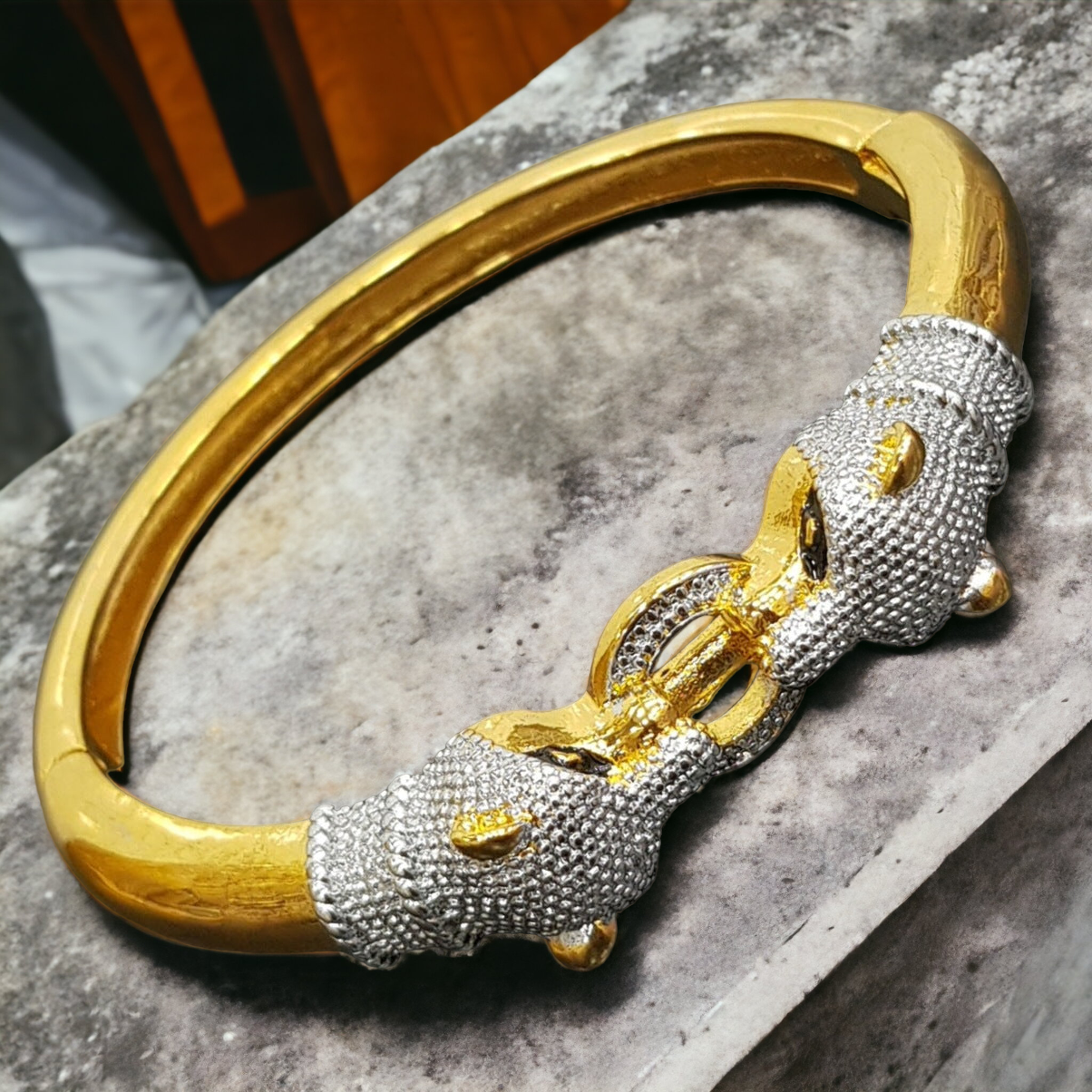 Manufacturer of Fancy 925 silver gents black leather bracelet with golden  jaguar | Jewelxy - 130832